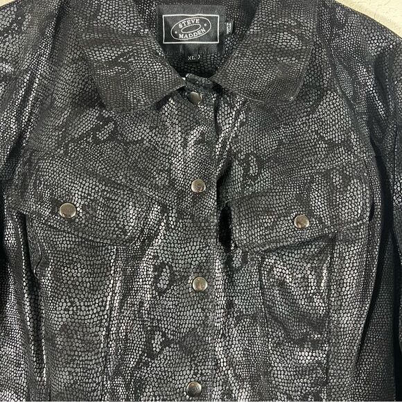 Steve Madden Black Snake Print Leather Jacket Set Women’s XL Sz 12 - Picture 3 of 8